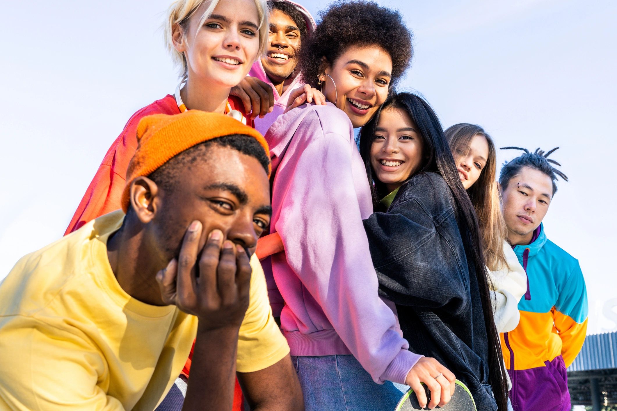 diverse youth empowerment, smiling teens, career development, nonprofit, modern, bright